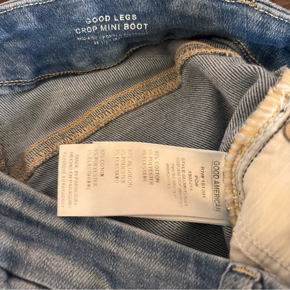 Good American good legs crop mini boot jeans size waist 29 - Picture 3 of 5